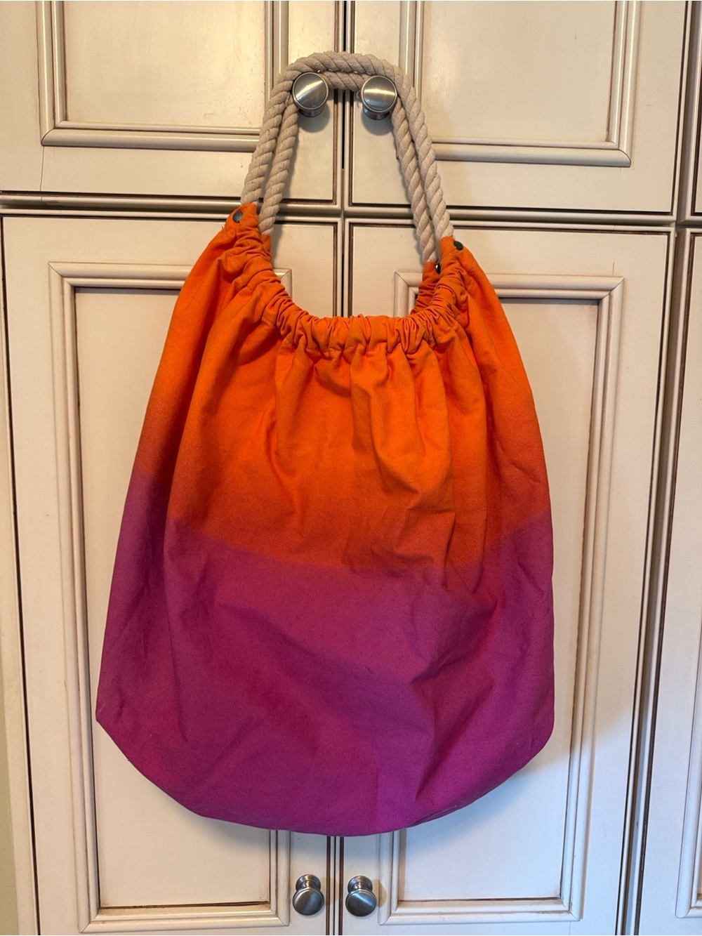 Echo Orange to Magenta Ombre Canvas Tote with Rope Handles